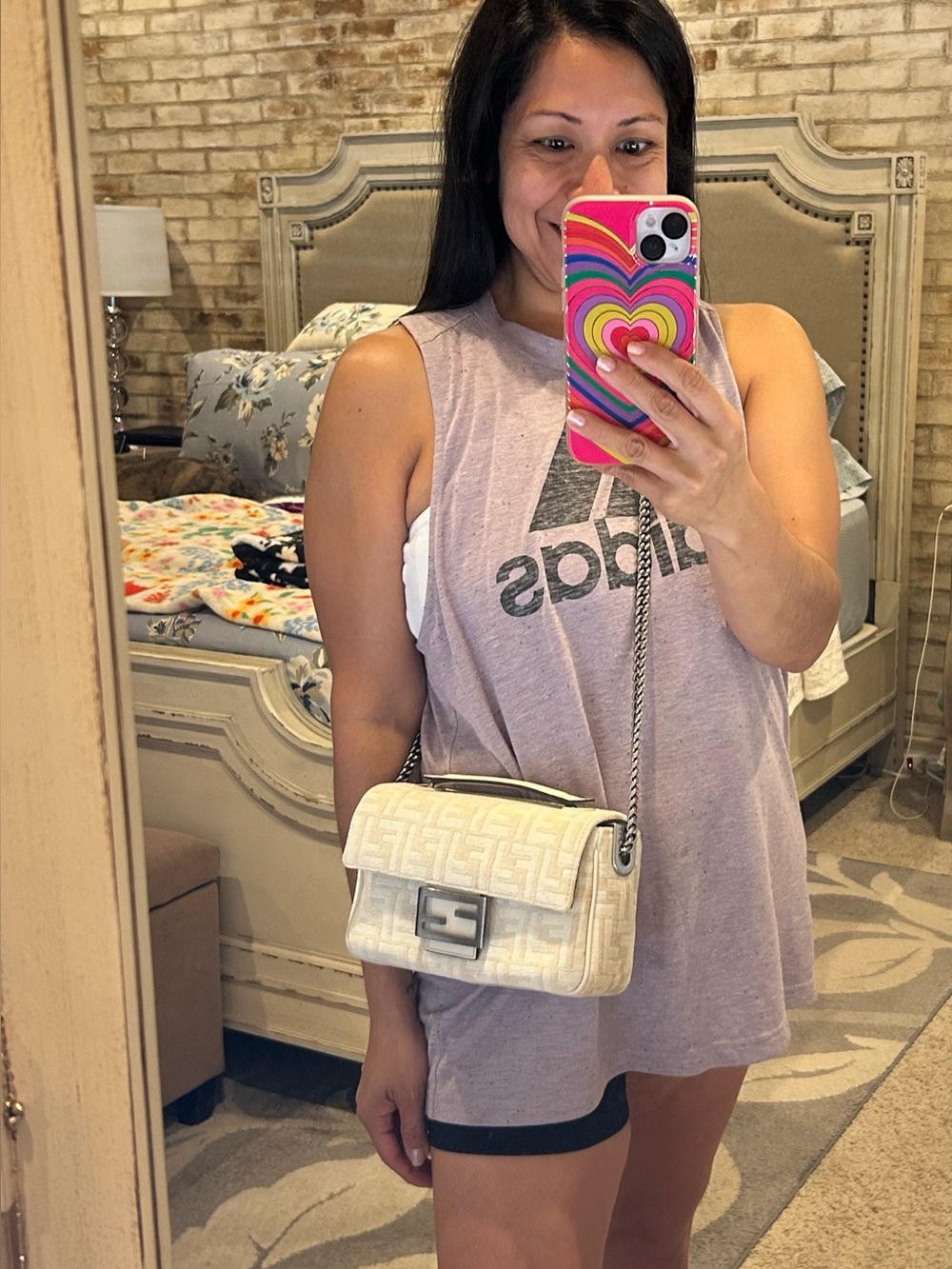 Fendi FF Baguette in Chenille with Gun Metal Hardware - Picture 8 of 14
